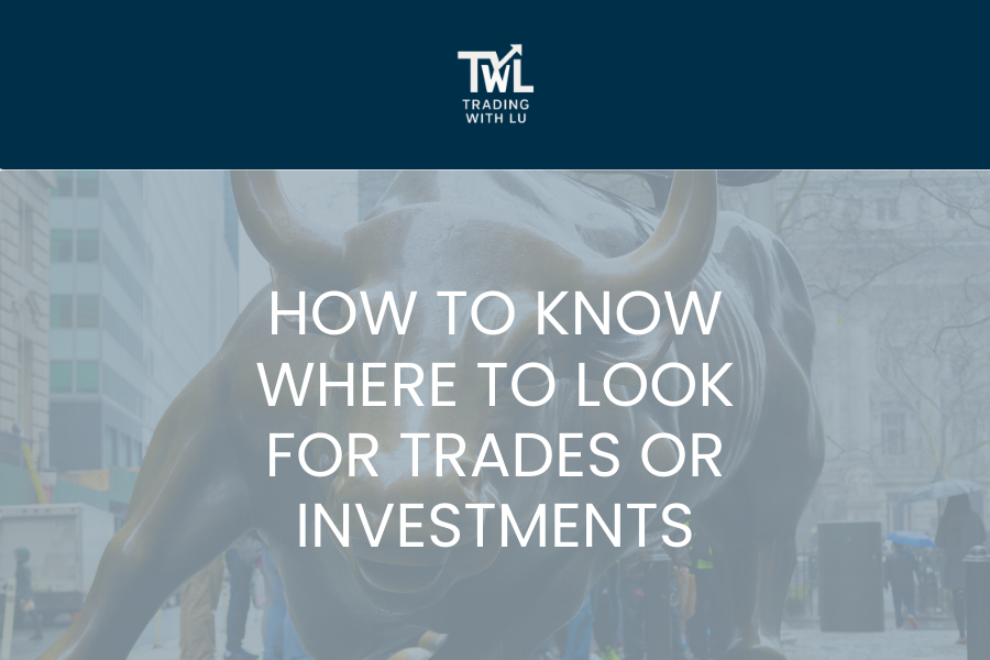 how to know whirr to look for trades or investments with trading with Lu logo and bull as background